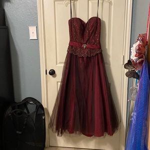 Maroon Strapless Gown